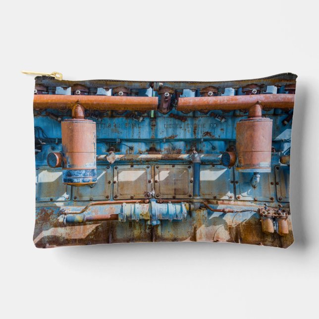 Old and rusty Atlas Imperial diesel engine at Inde Accessory Pouch (Front)