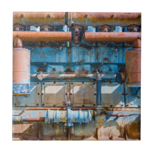 Old and rusty Atlas Imperial diesel engine at Inde Ceramic Tile