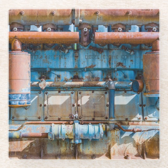 Old and rusty Atlas Imperial diesel engine at Inde Glass Coaster (Front)