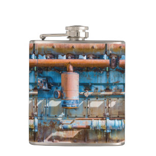 Old and rusty Atlas Imperial diesel engine at Inde Hip Flask
