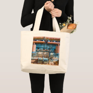 Old and rusty Atlas Imperial diesel engine at Inde Large Tote Bag