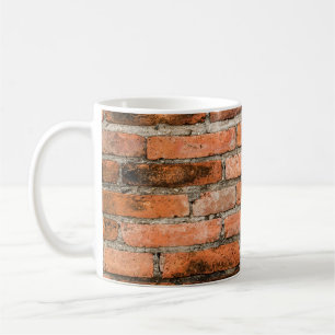Old and vintage red brick wall texture backgrounda coffee mug