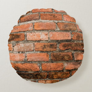 Old and vintage red brick wall texture backgrounda round cushion