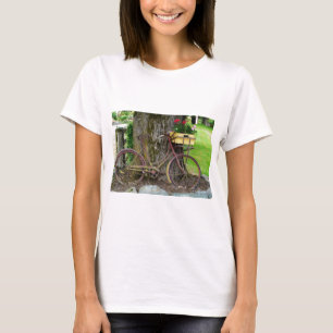Old Antique Bicycle with Flower Basket T-Shirt