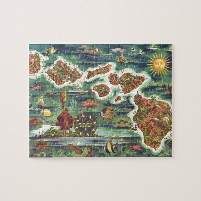Old Antique Hawaiian Islands Map Historical Jigsaw Puzzle (Horizontal)