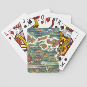Old Antique Hawaiian Islands Map Historical Playing Cards