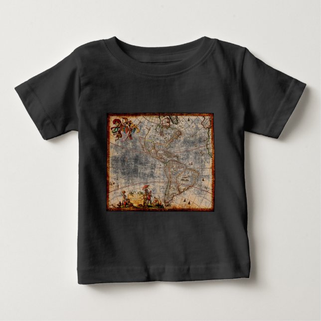 Old Antique North & South America Map Baby T-Shirt (Front)