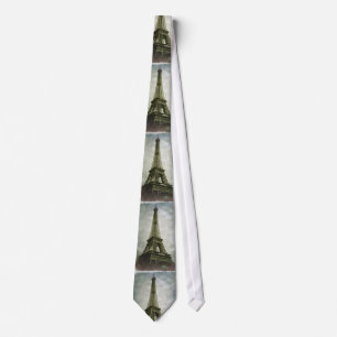 Old Antique Photo Eiffel Tower Paris Neck Tie
