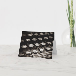 Old Antique Typewriter Keys Black White Card