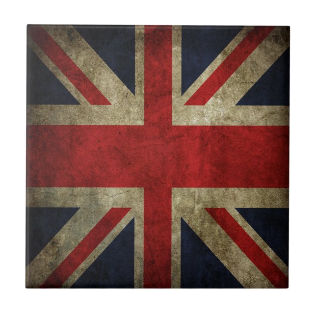 Old Antique UK British Union Jack Flag Ceramic Tile (Front)