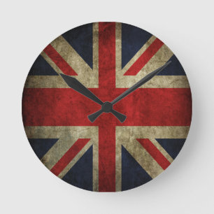 Old Antique UK British Union Jack Flag Round Clock