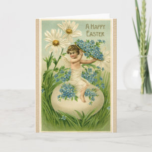 Old Antique Vintage Easter greetings Holiday Card
