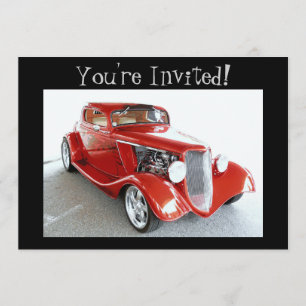 Old Antique Vintage Red Car You're Invited! Invitation