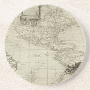 Old Antique Vintage United States Map Lithograph Coaster