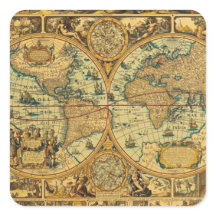 Old Antique Vintage World map illustrated