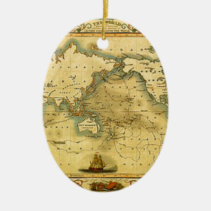 Old Antique World Map Ceramic Ornament