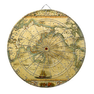 Old Antique World Map Dartboard