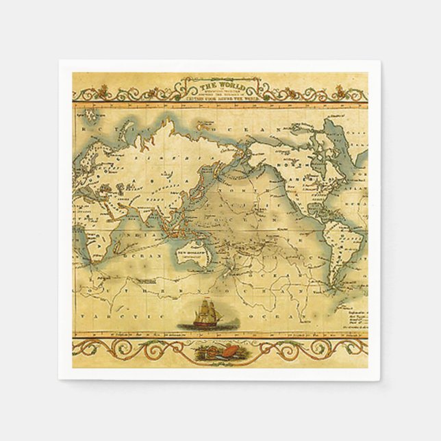 Old Antique World Map Napkin (Front)