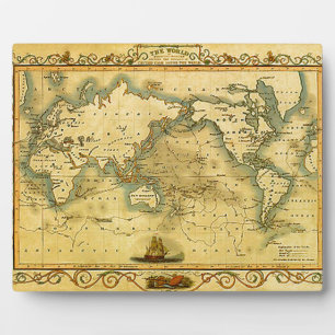 Old Antique World Map Plaque