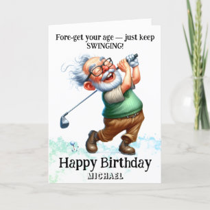 *~* Old AP94 Fun Man Golf Swing Birthday Card