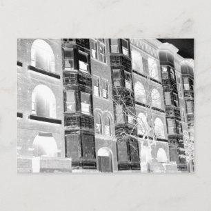 Old Apartment Buildings B/W negative Postcard