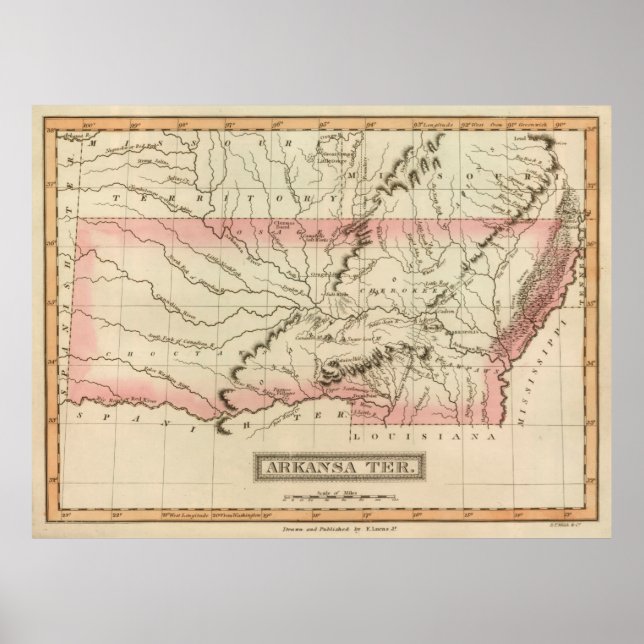 Old Arkansas Territory Map (1817)  Poster (Front)