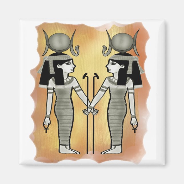 Old art Hathor goddess of love Egyptian god Magnet (Front)