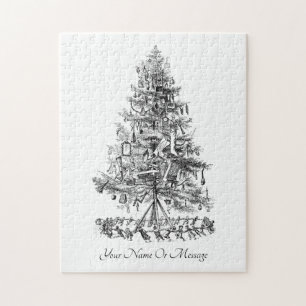 Old Art of Kid’s Dancing Around Christmas Tree Jigsaw Puzzle