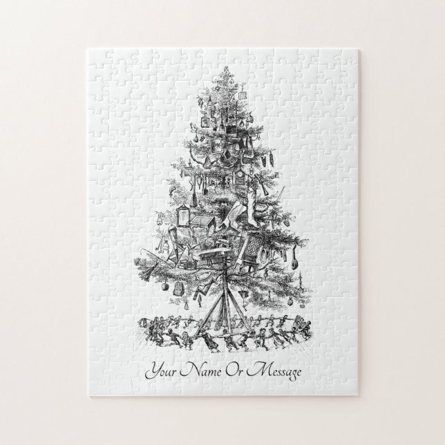 Old Art of Kid’s Dancing Around Christmas Tree Jigsaw Puzzle (Vertical)