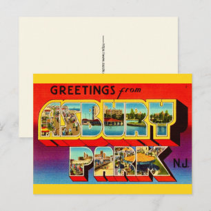 Old Asbury Park NJ Greetings Postcard