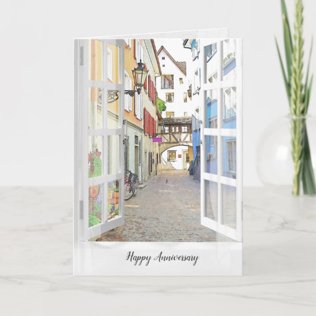 old Austrian town for wedding anniversary Card (Front)
