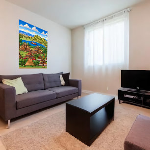 Old Aztec town   AI Art  Poster