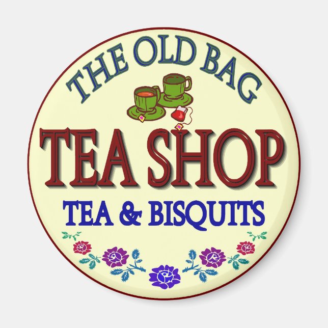 Old Bag Tea Shop Logo Magnet (Front)