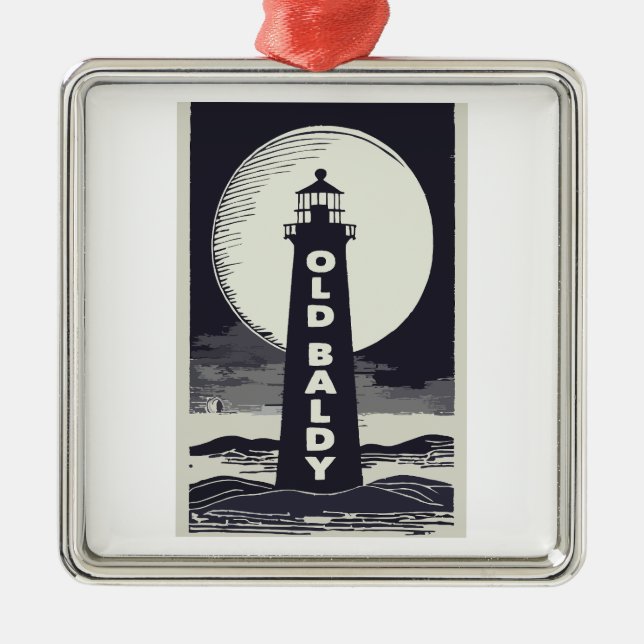 Old Baldy Lighthouse North Carolina Moon Metal Ornament (Front)