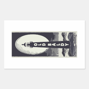 Old Baldy Lighthouse North Carolina Moon Rectangular Sticker