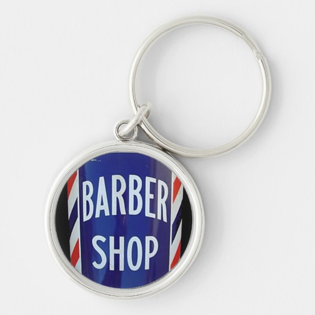 old barber shop sign key ring (Front)