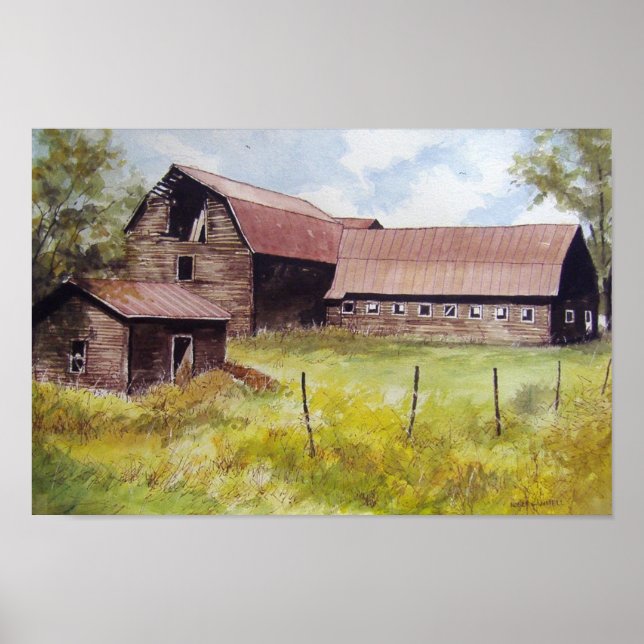 Old Barn and Farmhouse- poster (Front)