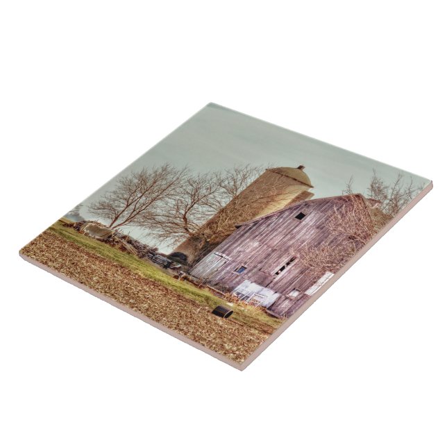 Old Barn and Silo Ceramic Tile (Side)