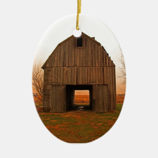 old barn ceramic ornament (Front)
