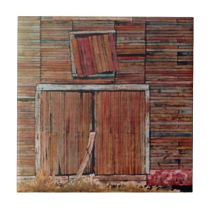 Old barn doors detailed closeup tile. ceramic tile