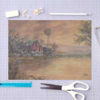 Old Barn Hand painted Tissue Paper