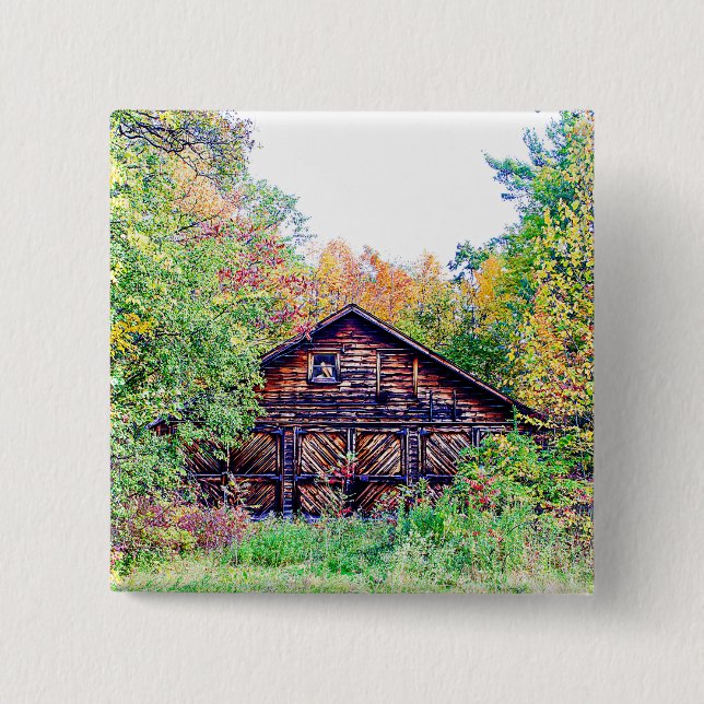 Old Barn in the Fall 15 Cm Square Badge (Front)