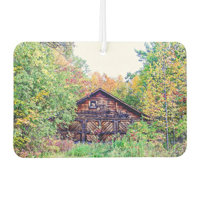 Old Barn in the Fall Car Air Freshener (Front)