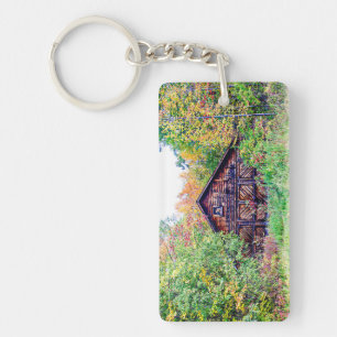 Old Barn in the Fall Key Ring