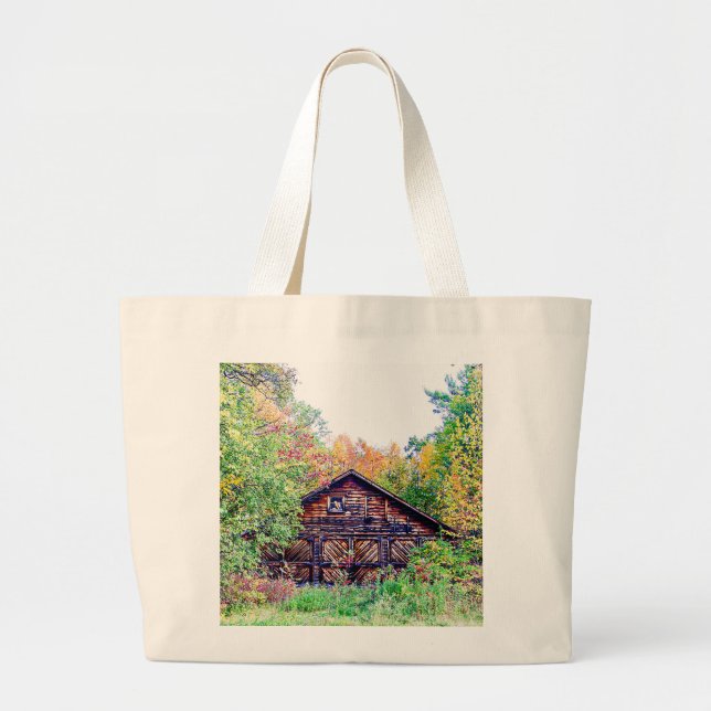 Old Barn in the Fall Large Tote Bag (Front)