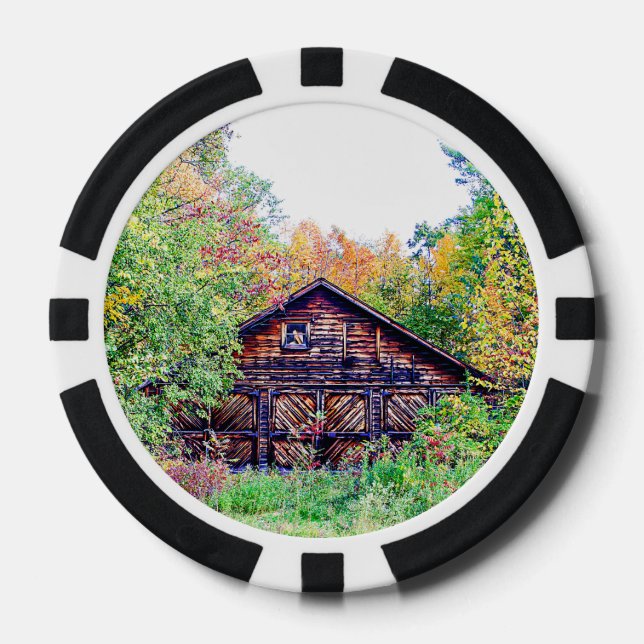 Old Barn in the Fall Poker Chips (Front)