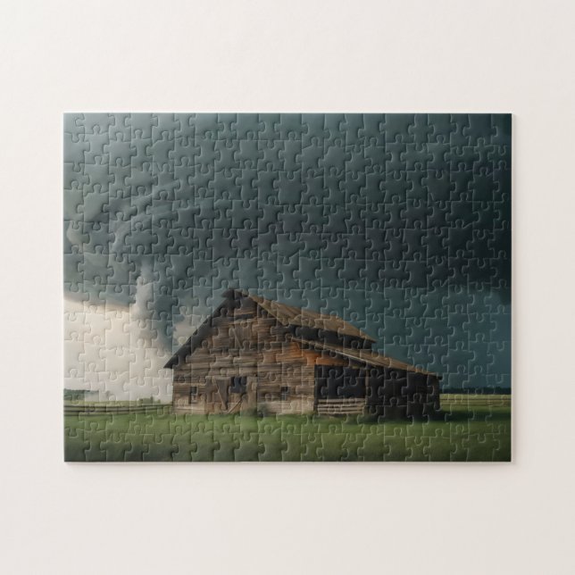 old barn in tornado jigsaw puzzle (Horizontal)