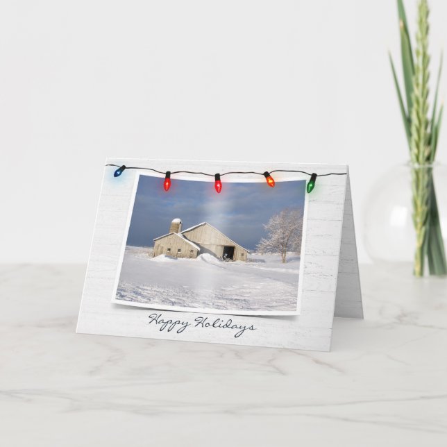 Old Barn in Winter On Wood  Card (Front)