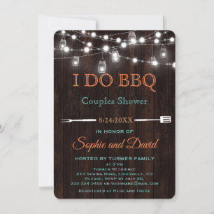 Old Barn Mason Jar String Lights Couples Shower Invitation