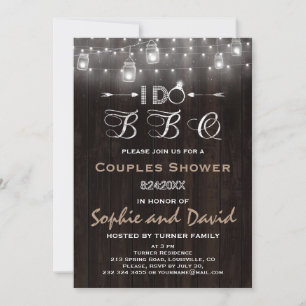Old Barn Mason Jars String Lights I DO BBQ Invitation